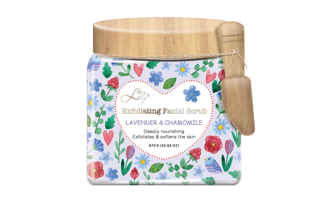 Luxurious Private Label Soothing & Exfoliating Lavender & Chamomile Facial Scrub Manufacturer - Lily Bath 1