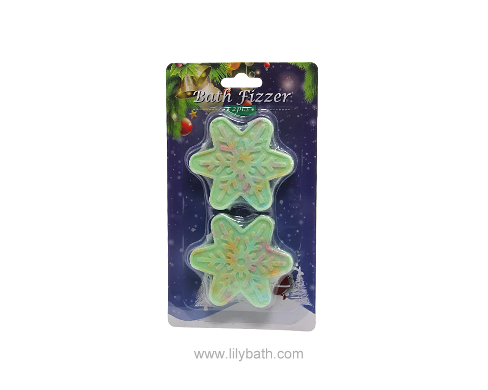 Multicolor Scented Snowflake-Shaped Exfoliating Bath Fizzers in Hanging Blister Color Card – Relaxing Spa Gift Set 1