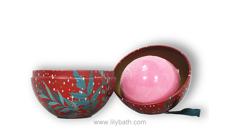 برچسب خصوصی سفارشی تولید کننده بمب حمام با جعبه فلزی کریسمس - لیلی حمام 1