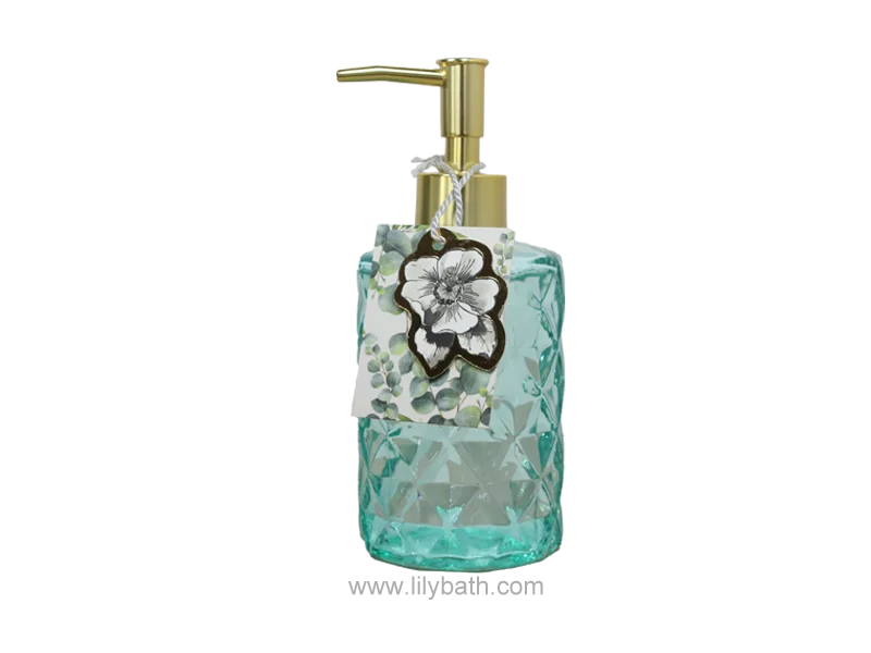 Luxurious Decorative Glass Bottle Hand Soap Gold Pump with Festive Decorations - Lily Bath 1