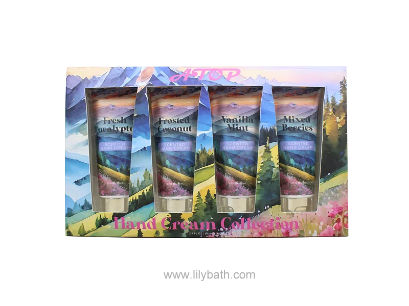 Travel Size Hand Cream Collection - 4 Scents (Eucalyptus, Coconut, Mint, Berries) - 2.7 FL OZ Each 1
