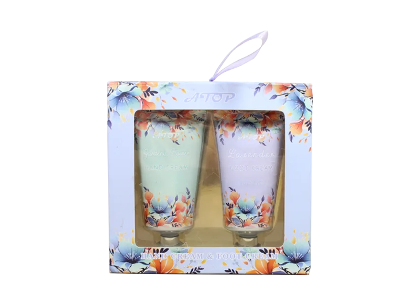 2 Pieces Hand & Foot Cream Set - Gardenia Flower Hand Cream with Lavender Foot Cream in 2.2 fl oz Each - Floral Gift Box 1