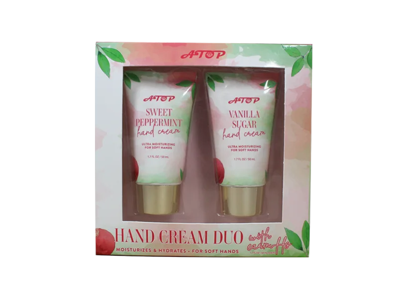 Süße Pfefferminze & Vanillezucker-Handcreme-Duo mit je 1,7 FL OZ – Aquarell-Granatapfel-Geschenkset 1