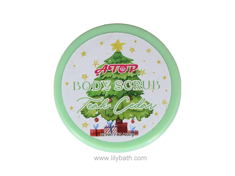 柚木雪鬆身體磨砂膏罐 - 7 盎司聖誕主題去角質霜，讓肌膚光滑水潤 1