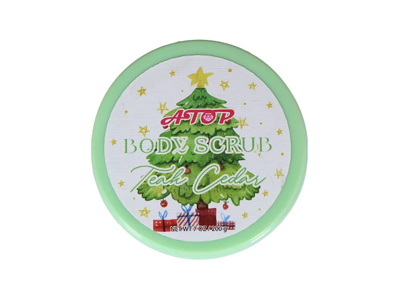 Tarro exfoliante corporal de teca y cedro - 7 oz Exfoliante navideño para una piel suave e hidratada 1