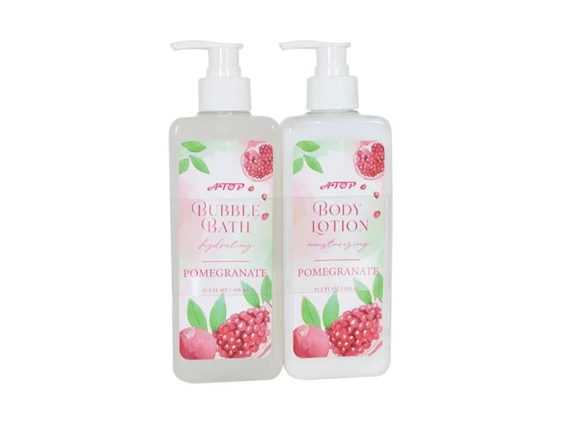 Pomegranate Bubble Bath & Body Lotion Set - 16.2 FL OZ Each, Hydrating Spa Duo 1