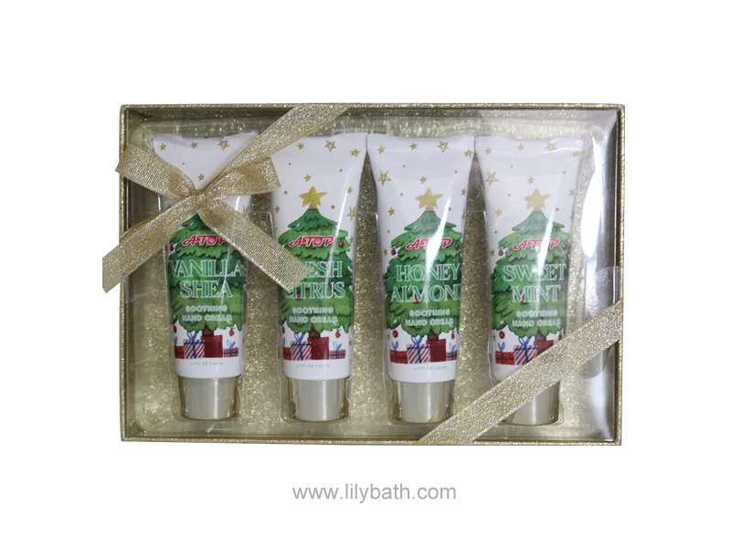 Customizable Label Mini 4 Pieces Christmas Hand Cream Set with Holiday Gift Box 1