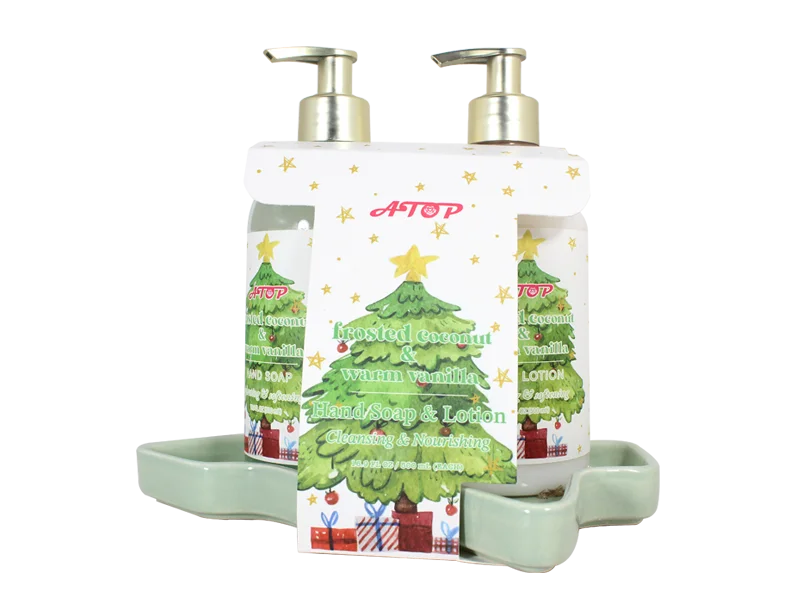 Frosted Coconut & Conjunto de cuidados para as mãos com baunilha quente - Sabonete & Duo de loção para nutrição festiva 1