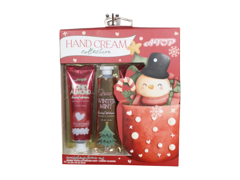 Handcreme-Kollektion mit verschiedenen Düften in einer Geschenkbox mit transparentem PVC-Fenster – perfekt für Supermarkt-Auslagen 1