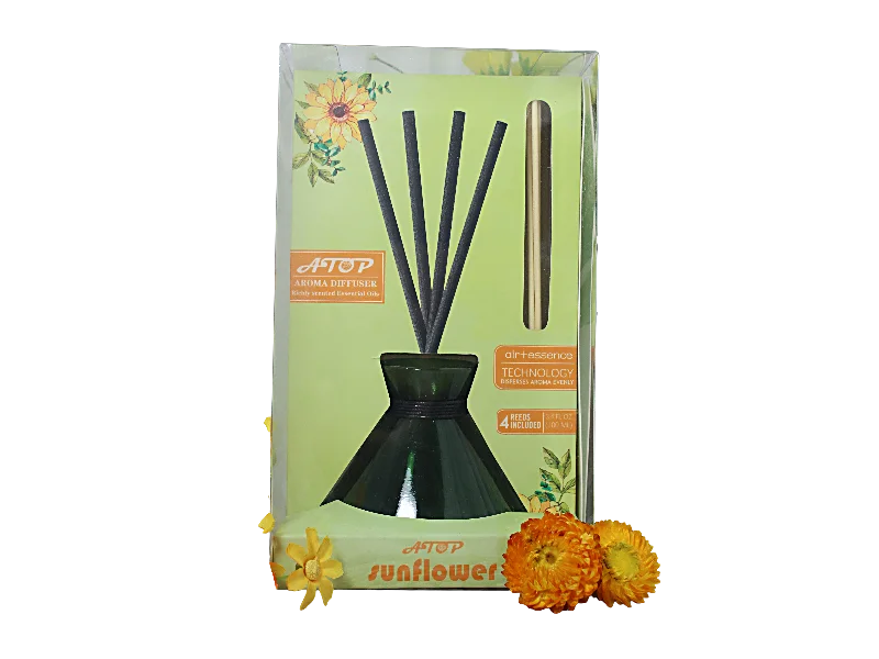 3.4 FL OZ / 100 ML Sunflower Reed Aroma Diffuser Set For Bedroom Decorate with Air Essence Technology 1