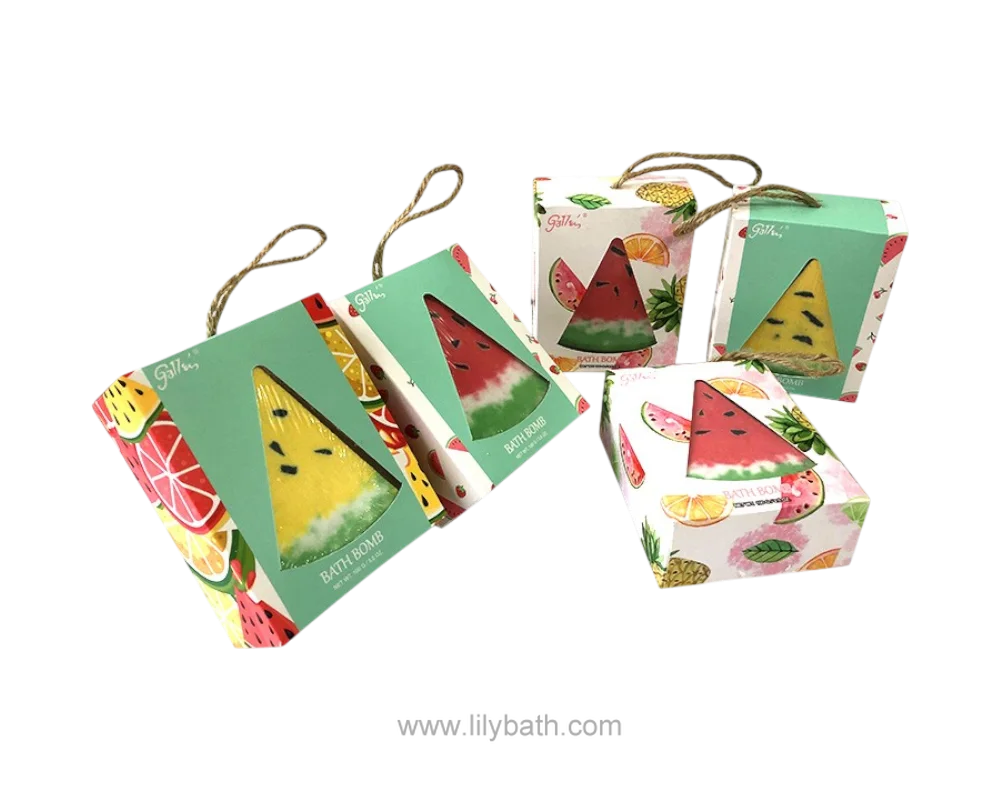 लकड़ी के बक्से में भिगोने के लिए फल के आकार का स्नान नमक सेट 1