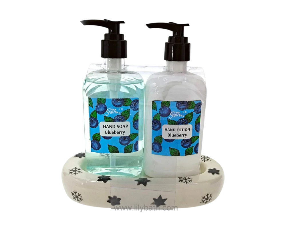 Blueberry Hand Soap & Lotion Set with Tray 1
