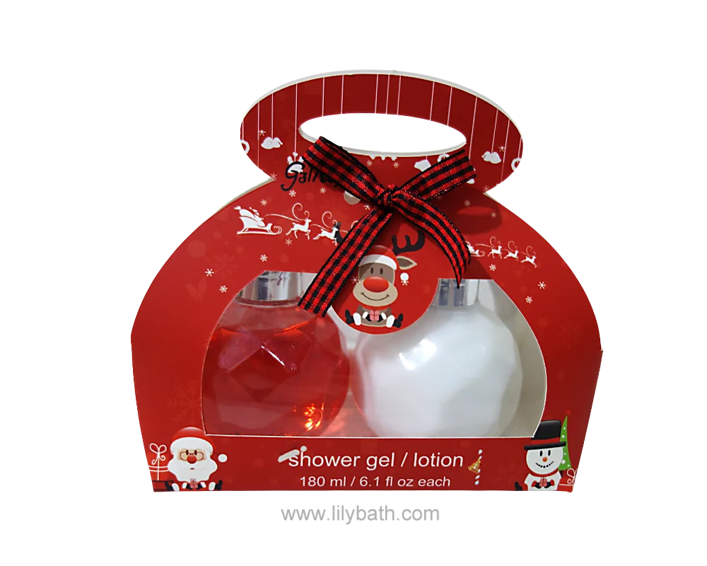 180ml Christmas-themed Gift Box Packaging for Shower Gel and Lotion Set 1