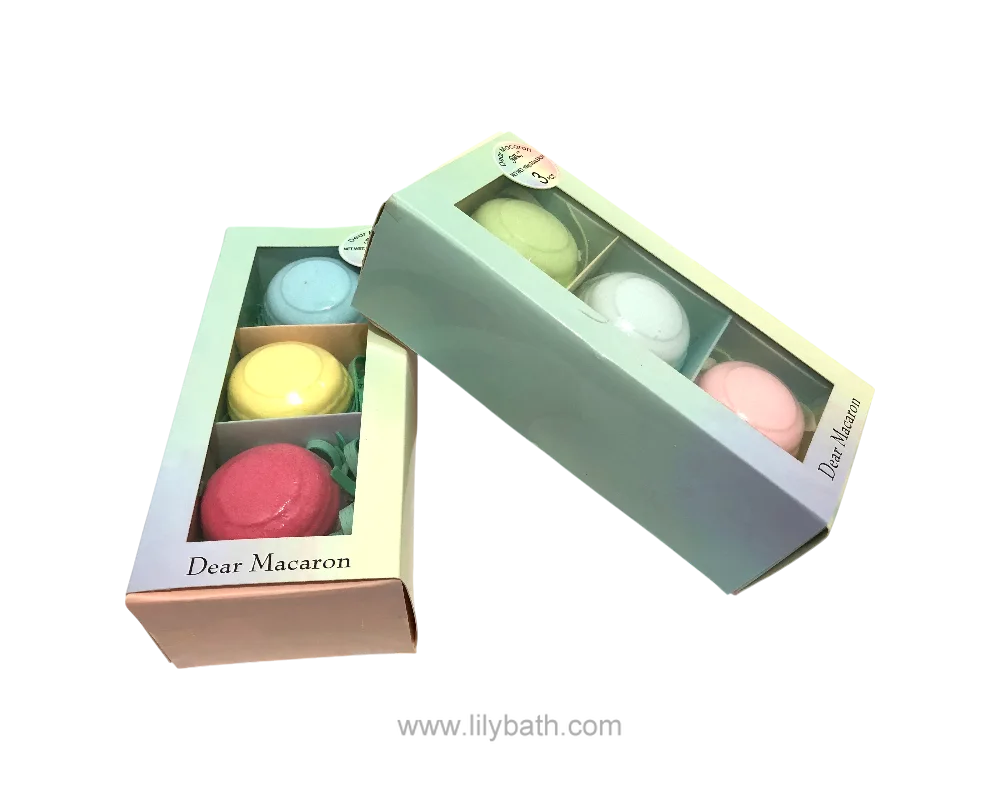 Macaron Bath Bomb Set – Colorful Gift Box with PVC Window for Fun Bathing 1