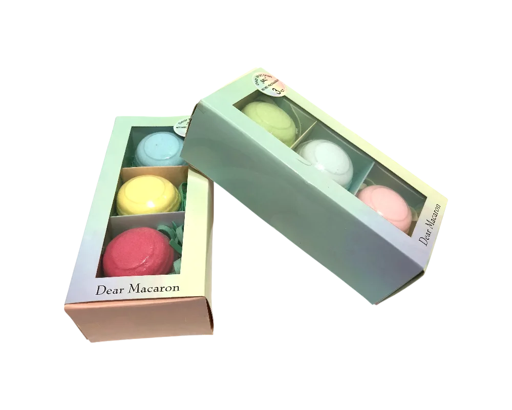 Macaron Bath Bomb Set – Colorful Gift Box with PVC Window for Fun Bathing 1