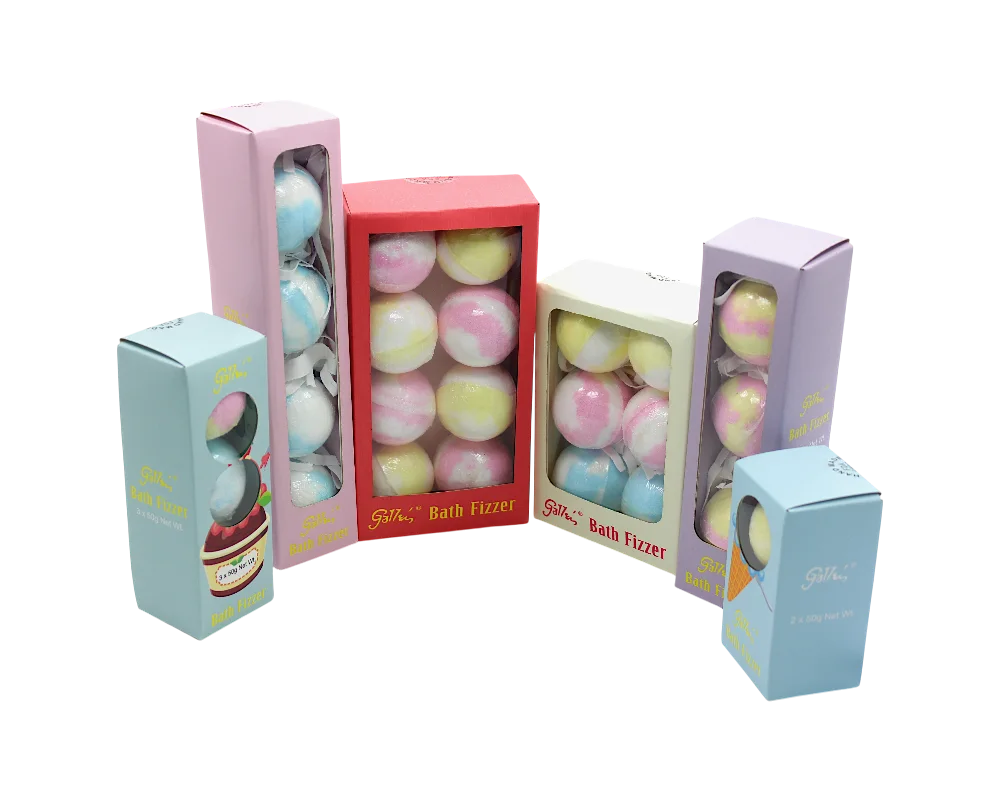 Einzigartiges mehrschichtiges, farbenfrohes Badebomben-Geschenkset – handgefertigte Luxus-Badebomben in einer Fensterbox 1