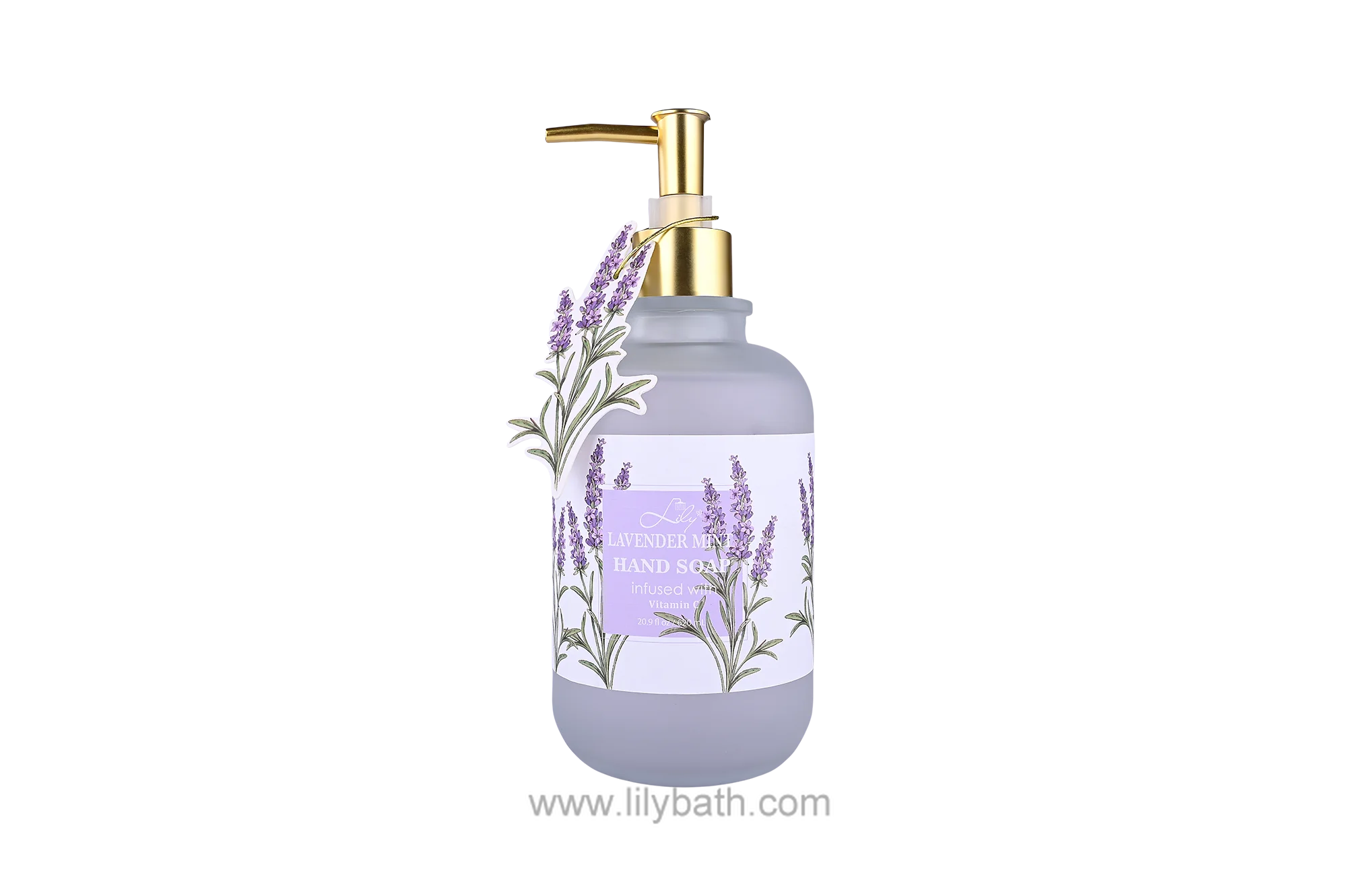 Lavender Mint Hand Soap Infused with Vitamin C Refreshing & Nourishing Formula in Elegant Glass Bottle - Lily Bath 1