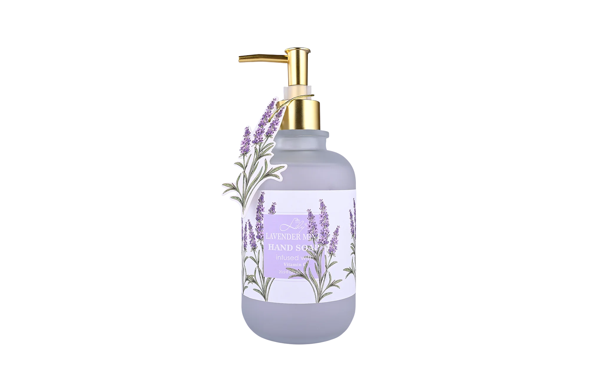 620ML Lavenda Menta Mansapo Infuzita kun Vitamino C - Refreŝiga kaj Nutra Formulo en Eleganta Vitra Botelo 1