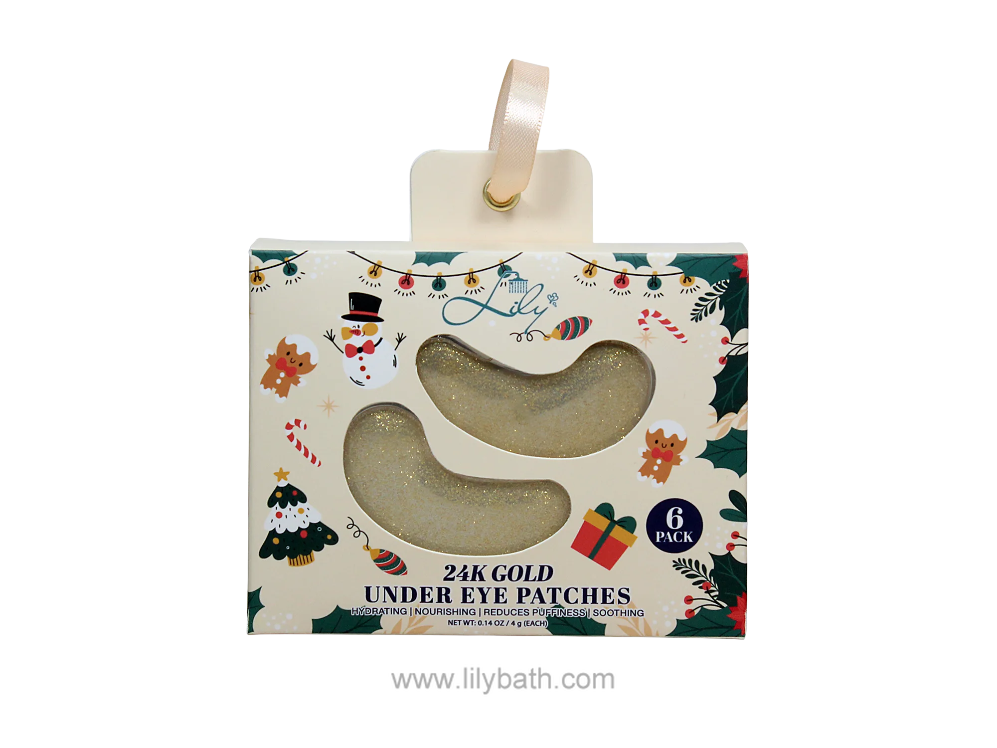 आँखों के कायाकल्प और चमक के लिए गोल्डन क्रिसमस अंडर आई पैच - लिली बाथ 1