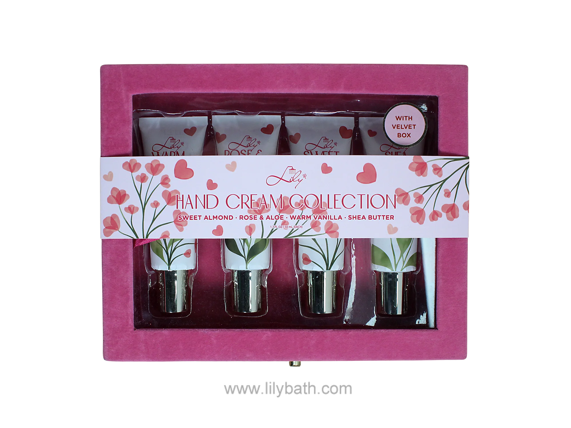 Hand Cream Collection Gift Set with Sweet Almond & Rose & Aloe & Warm Vanilla & Shea Butter - Lily Bath 1