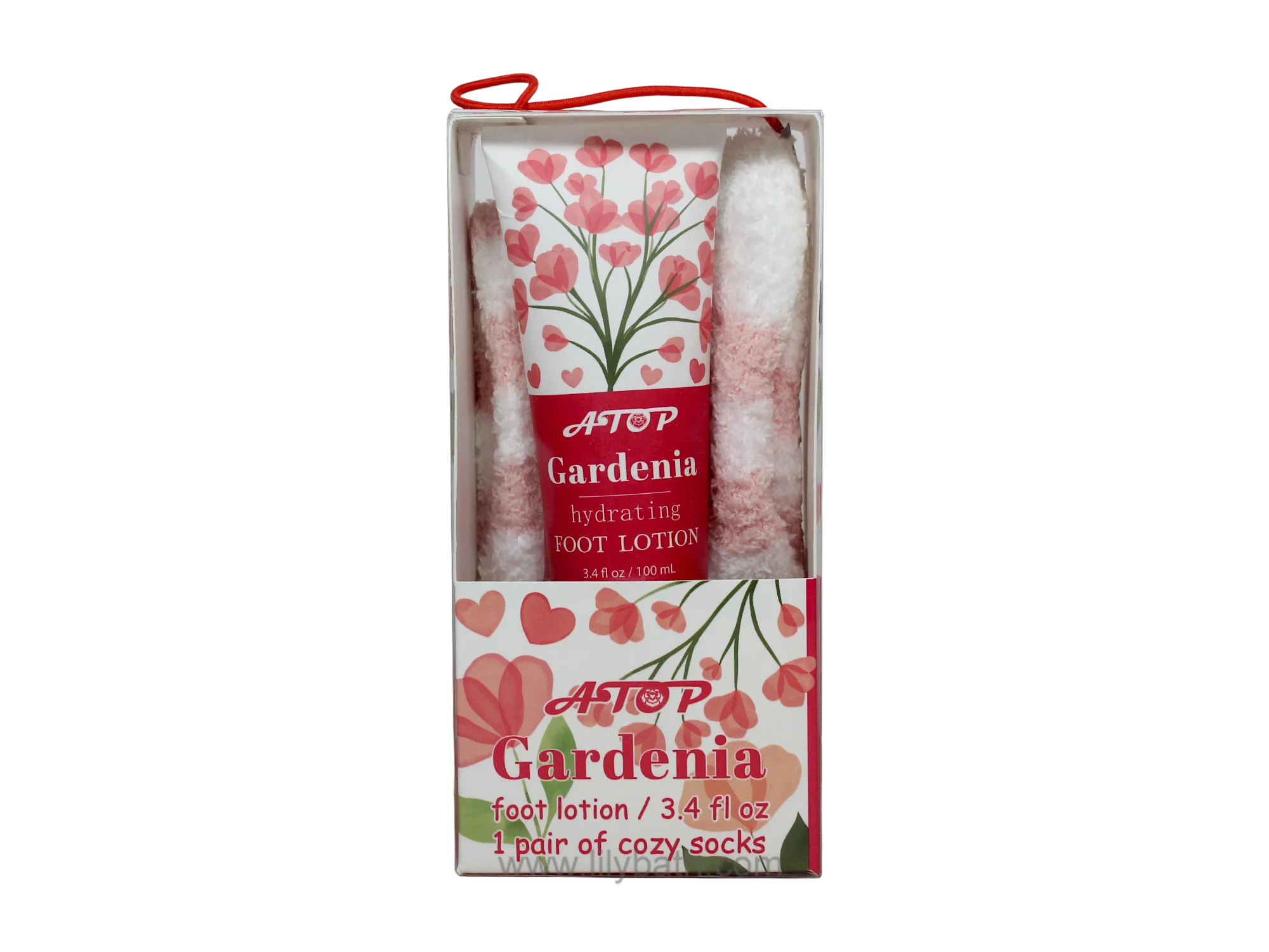 Gardenia Foot Care Gift Set - Moisturizing Foot Lotion (3.4 fl oz) with Cozy Non-Slip Socks 1