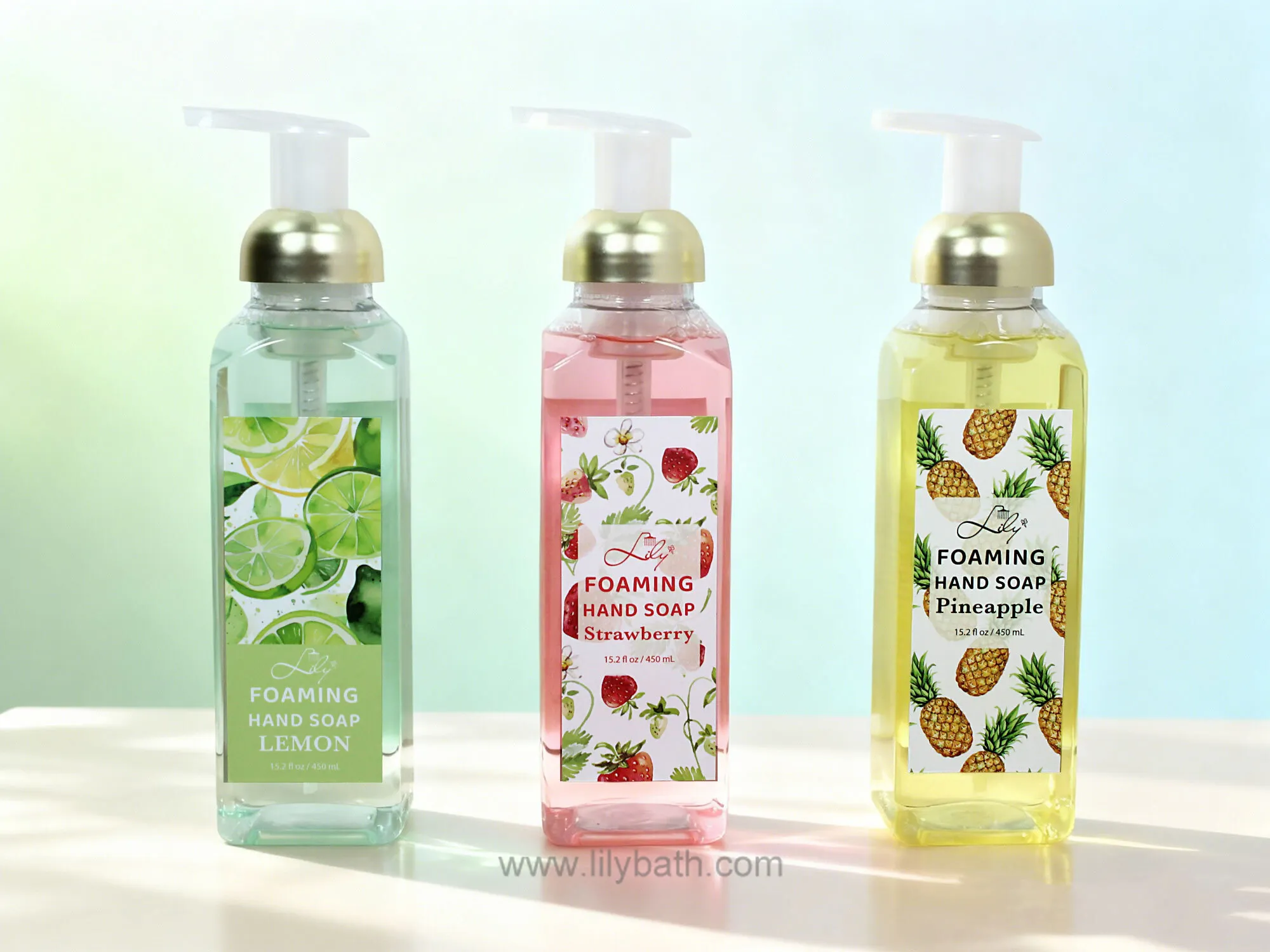 ताज़ा फलयुक्त झागदार हाथ साबुन - नींबू, स्ट्रॉबेरी और अनानास तरल हाथ धोने (15.2 द्रव औंस / 450 मिलीलीटर) 1
