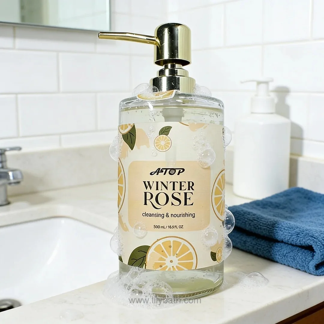 Мыло для рук «Зимняя роза» в стеклянной бутылке — 500 мл / 16,9 жидких унций | Увлажняющий и ароматный зимний аромат 1