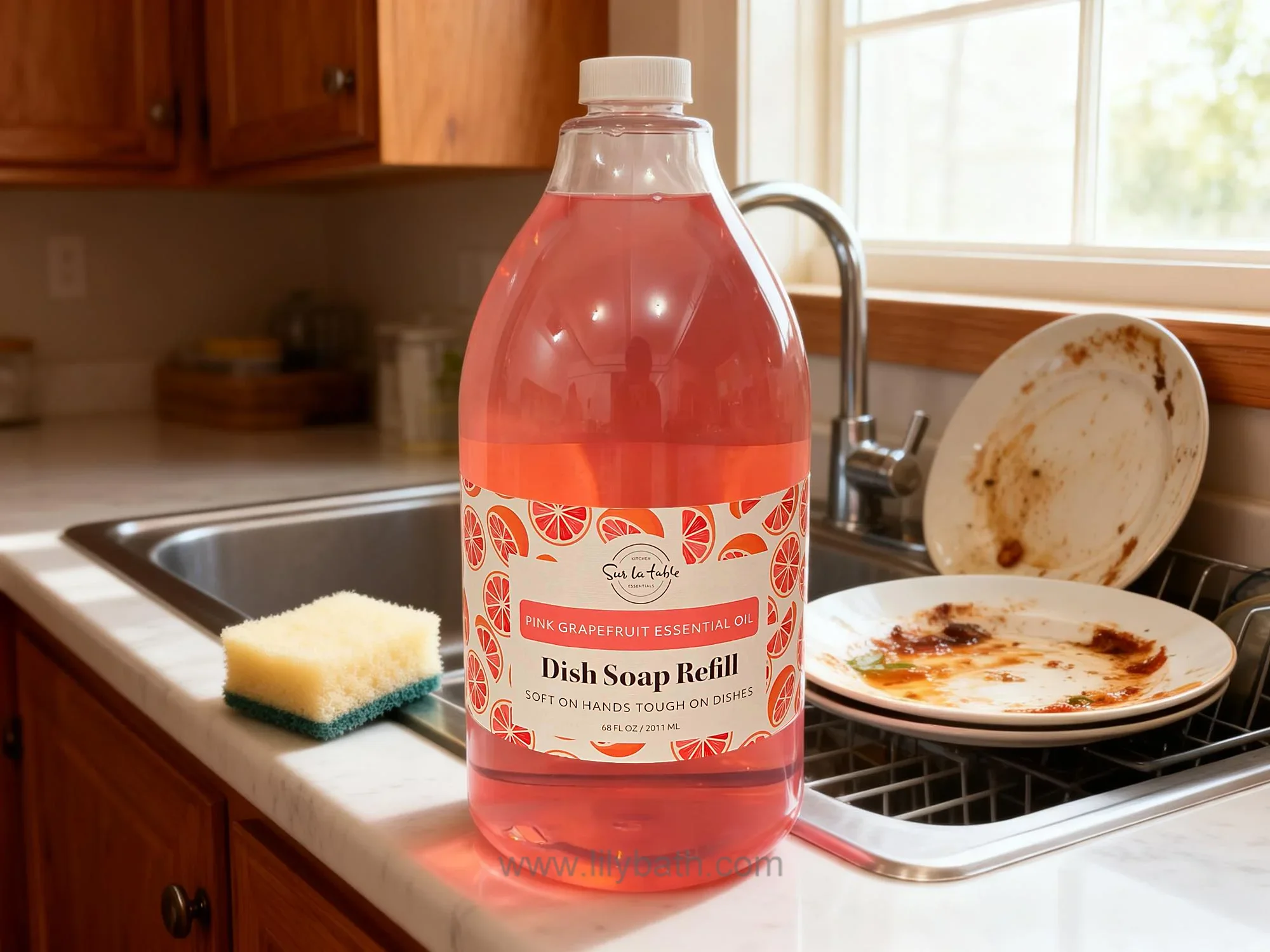 Refil de detergente para louça com aroma de toranja rosa – Suave para as mãos, eficaz na limpeza da louça | Aroma cítrico fresco 1