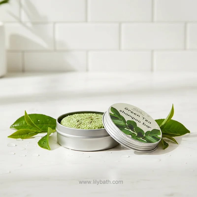 Shampoo-Riegel mit Grünem Tee – 100 g natürliche Haarpflege in der wiederverwendbaren Dose 1