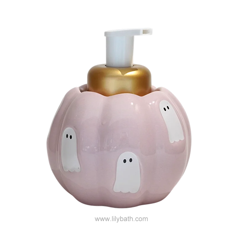 Gepersonaliseerde Hallowmas Ghost hydraterende handzeep in elegant pompoenkeramisch design – Milde, hydraterende vloeibare handzeep voor dagelijks gebruik 1