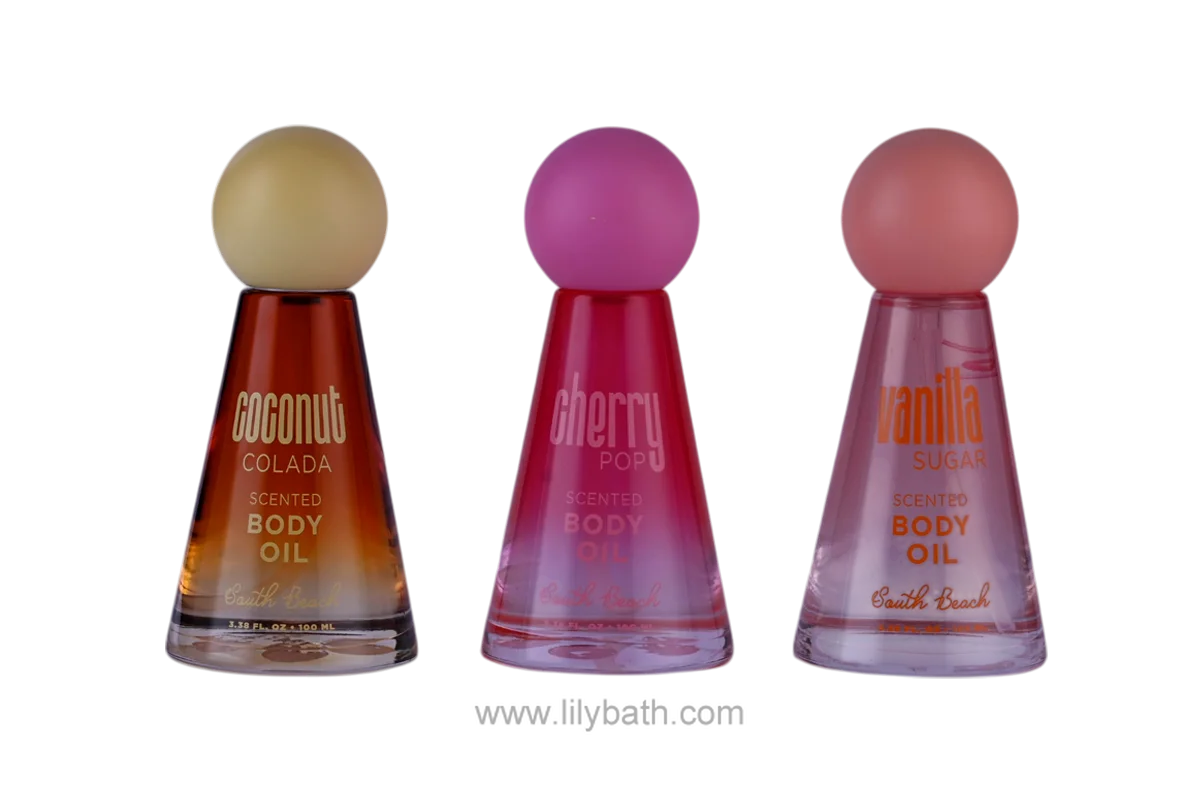 Fruity Body Oil Collection in Glass Bottle – Moisturizing & Nourishing Body Oils with Strawberry, Cherry & Vanilla Scents 1