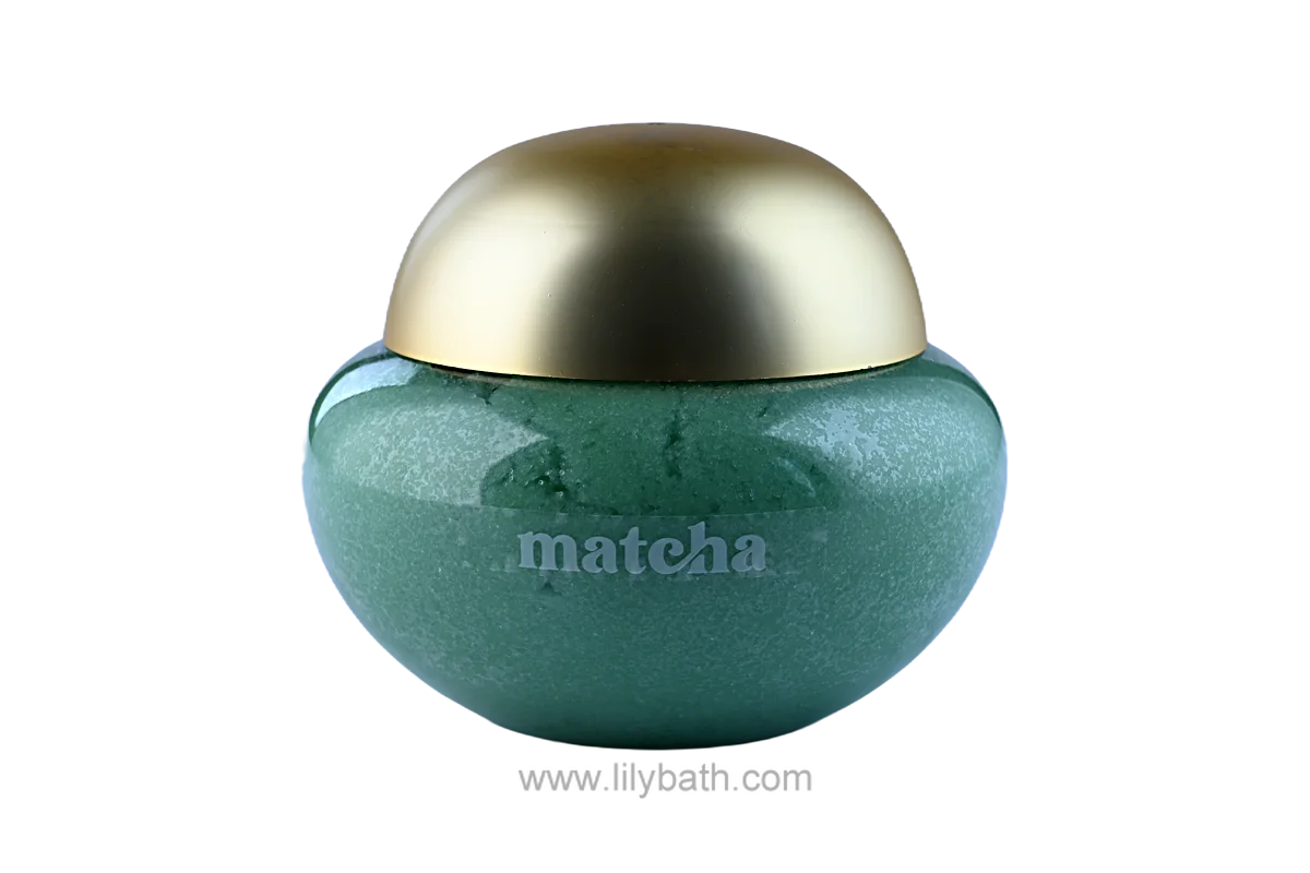 বিলাসবহুল জারে এক্সফোলিয়েটিং বডি স্ক্রাব - মাচা ও প্রাকৃতিক উপাদান সমৃদ্ধ ময়েশ্চারাইজিং স্কিন পলিশ 1