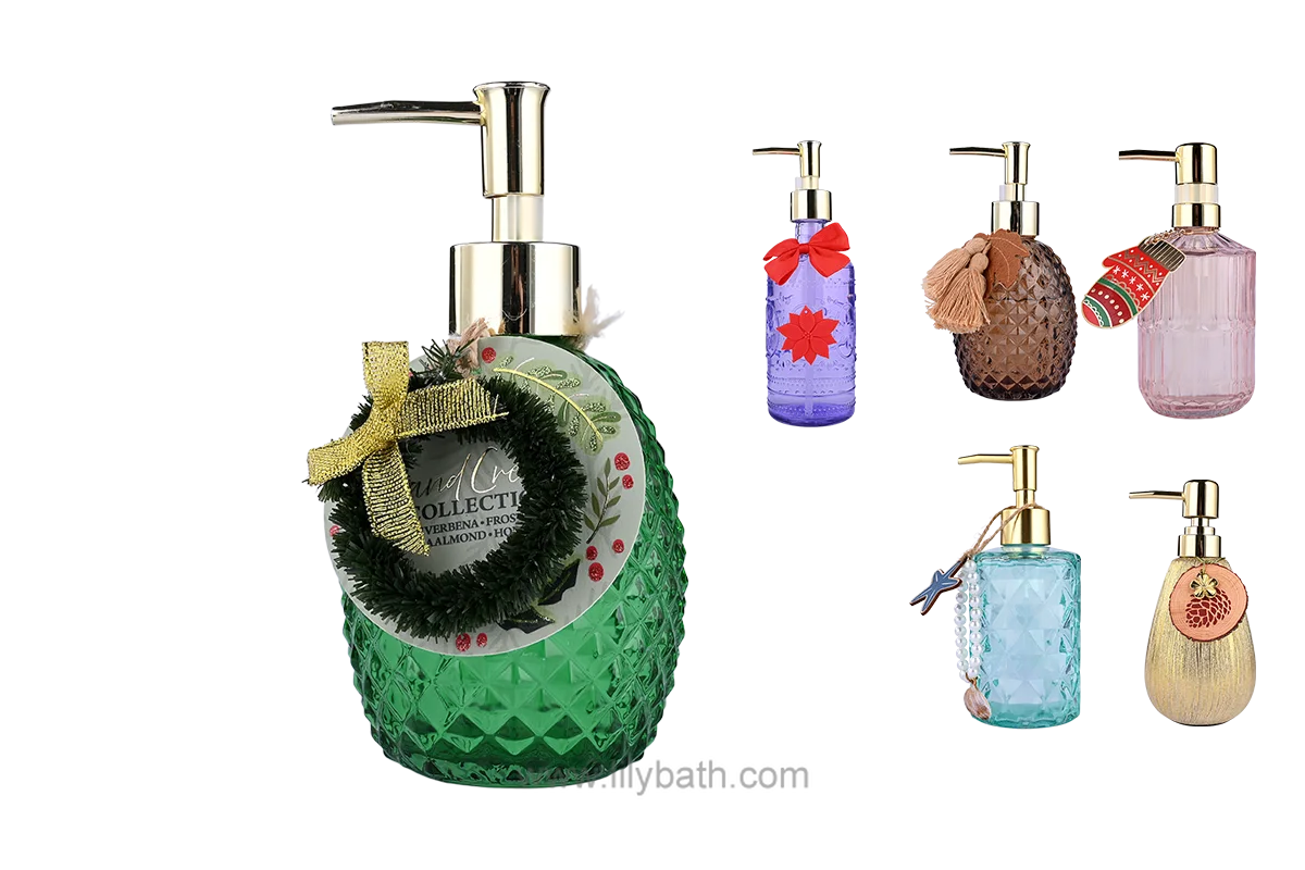 কাস্টমাইজযোগ্য মার্জিত কাঁচের বোতলের তরল হ্যান্ড সোপ কালেকশন - বাথরুমের জন্য আলংকারিক পাম্প সহ প্রিমিয়াম ময়েশ্চারাইজিং সাবান 1