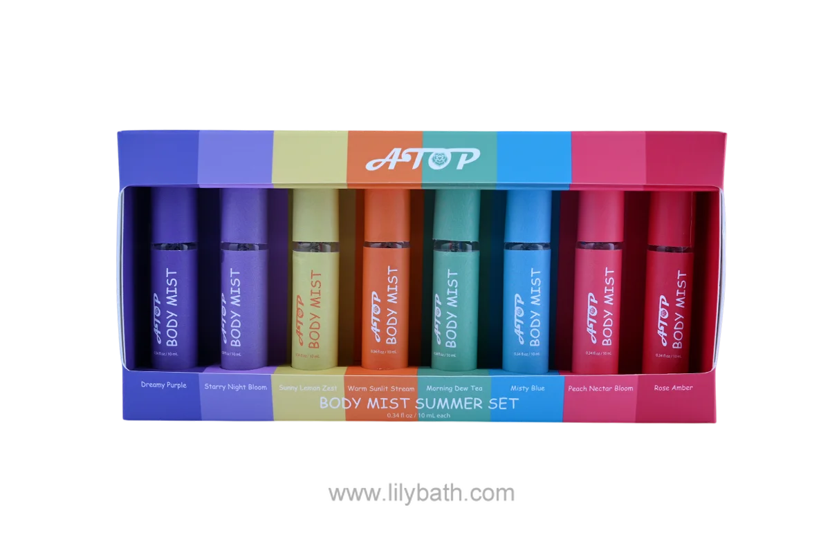 रंगीन बॉडी मिस्ट समर सेट – दैनिक उपयोग के लिए ताजगी भरी खुशबू वाले स्प्रे का संग्रह (मल्टी-सेंट गिफ्ट सेट) 1