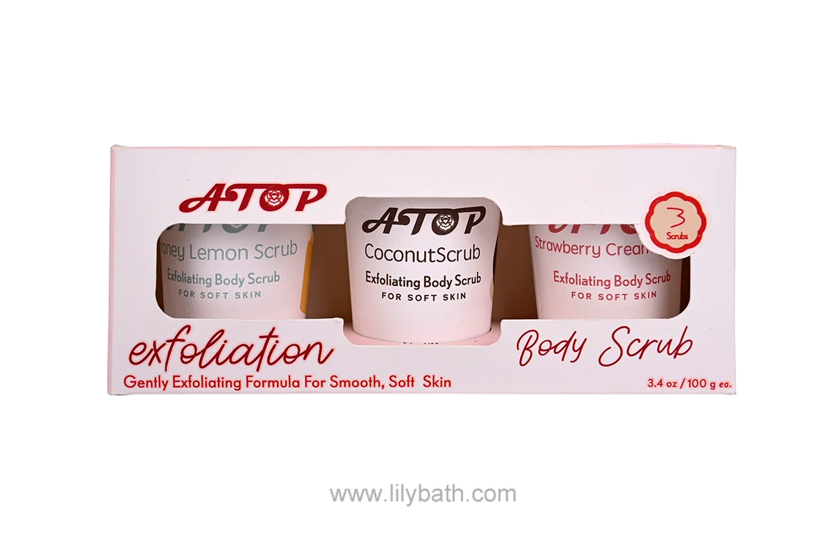 Fruity Exfoliating Body Scrub Set – Nourishing Honey Lemon, Coconut & Strawberry Cream Scrub for Smooth, Soft Skin 1